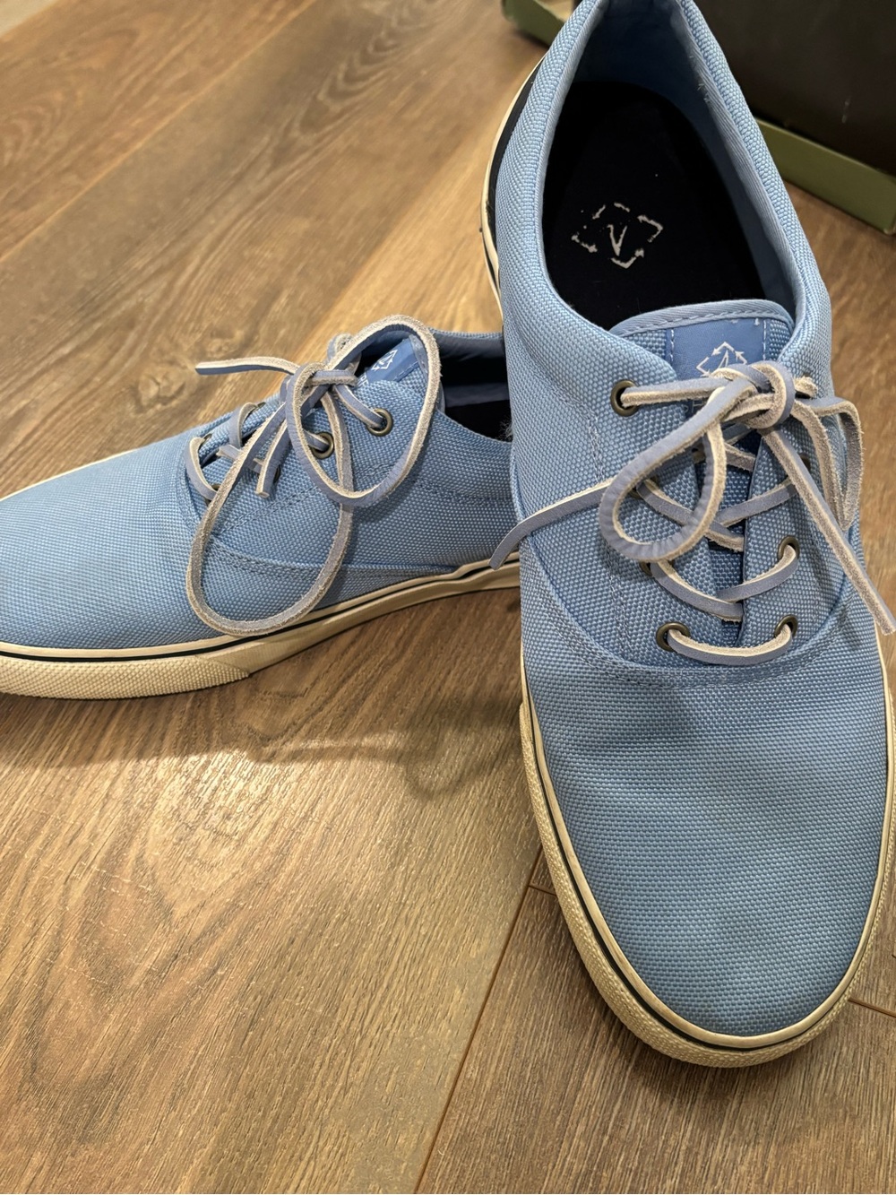 Sperry Light Blue Canvas Boat Shoes with White Trim